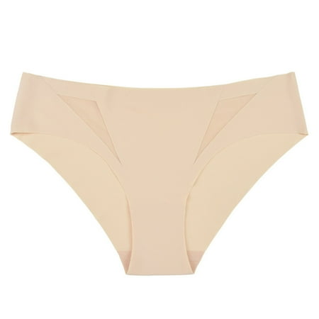 Scyoekwg Women s Underwear Bikinis Briefs Ladies Panties Solid Color Fashion Low Waisted Bikini Underwear Hipster Panties Knickers Breathable Briefs(Beige S)