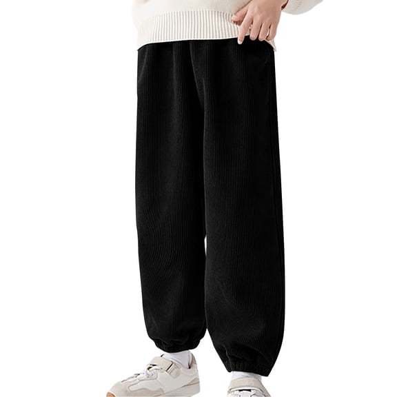 Mercatoo Kids Boys Girls Corduroy Jogger Pants, Pull-On Elastic Waist Sweatpants with Pockets, Cozy Casual Bottoms for Fall Winter and School