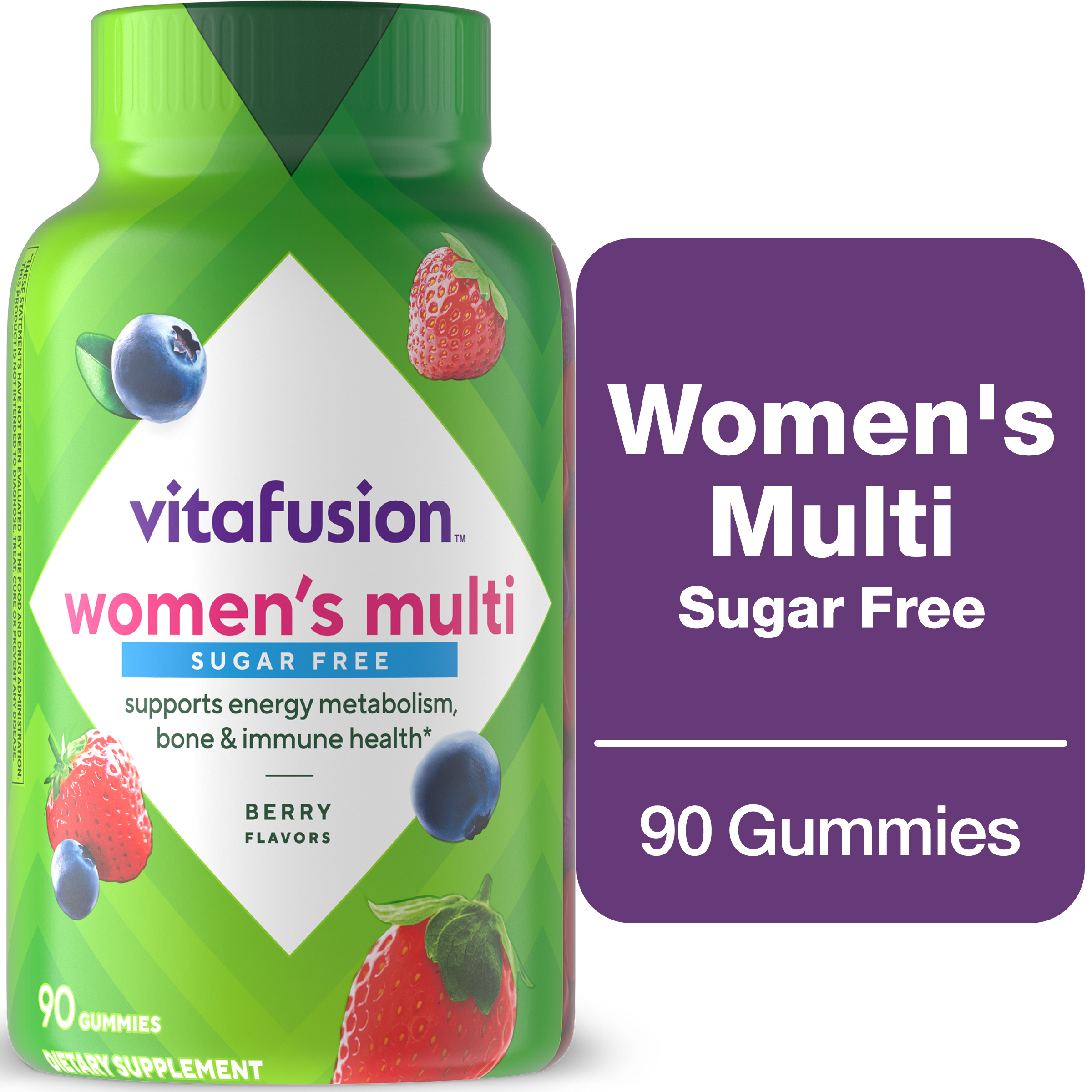 Vitafusion Women’s Sugar Free Daily Multivitamin Supplement, Adult Gummy Vitamin for Energy, Bone & Immune Support*, 90 Count