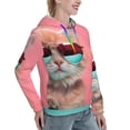 thumbnail image 6 of Balery Cool Cat Pink Sunglasses Pattern Womens Long Sleeve Hoodie, Pullover Hooded Sweatshirt, Kangaroo Pocket Hoodie with Eye-catching Drawstrings-XX-Large, 6 of 7