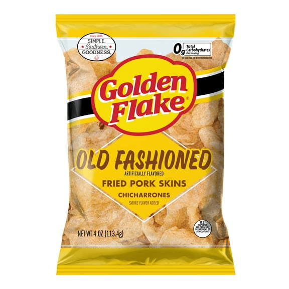 Golden Flake Classic Pork Skins, 12 Count Pork Rinds, 4 oz Bags