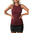 thumbnail image 1 of Liacowi Women Knitted Ribbed Tank Tops Solid Color Basic Summer Tops Sleeveless Vest Clothes for Streetwear, 1 of 9