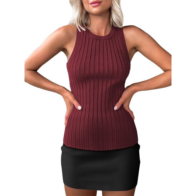 xiaxaixu Women Knitted Ribbed Tank Tops Solid Color Basic Summer Tops Sleeveless Vest Aesthetic Clothes for Streetwear