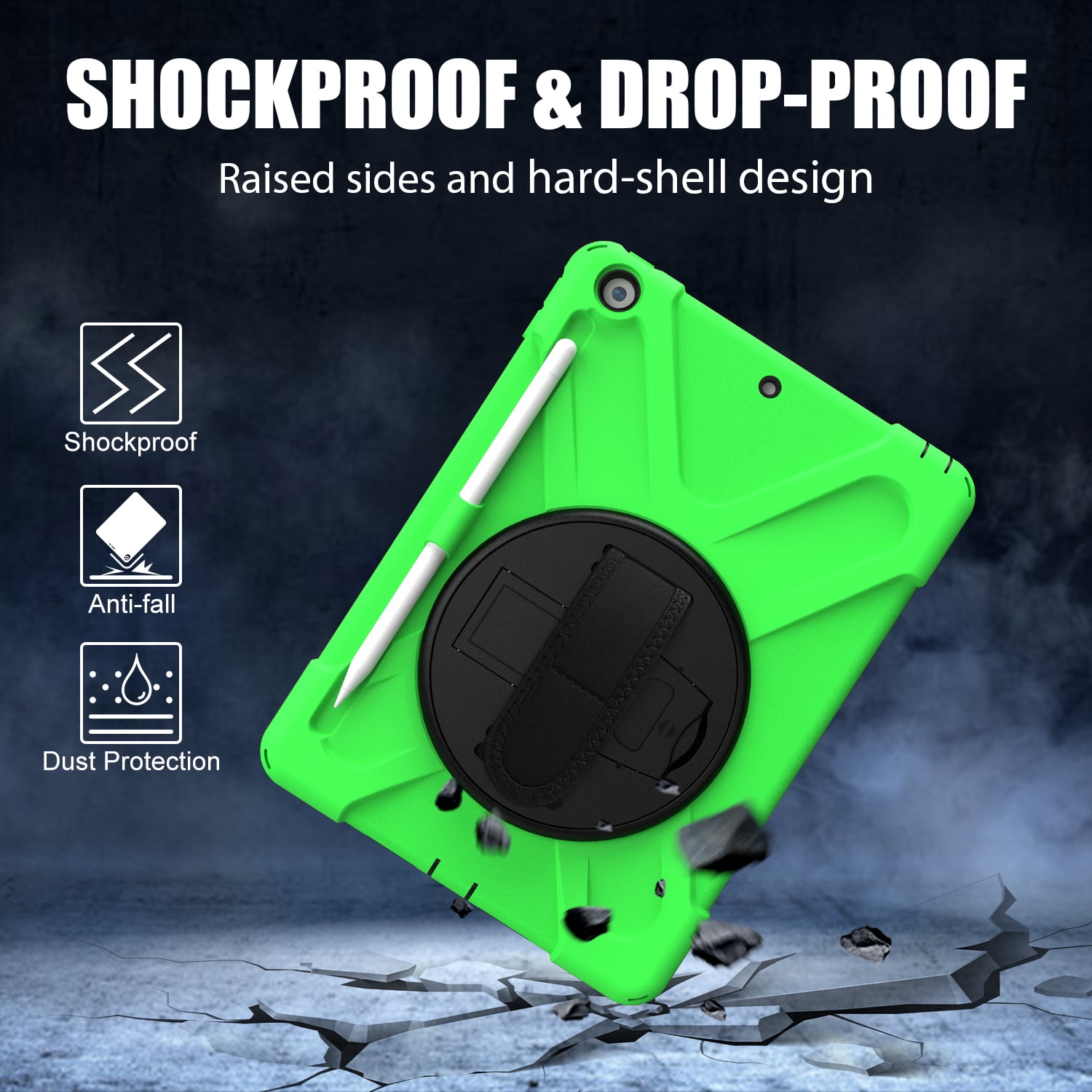 KIQ iPad 8th 7th Generation Case 10.2 inch 2019/2020, Shockproof Rugged Military Grade Case for Apple iPad 10.2 7th/8th Gen [Green]