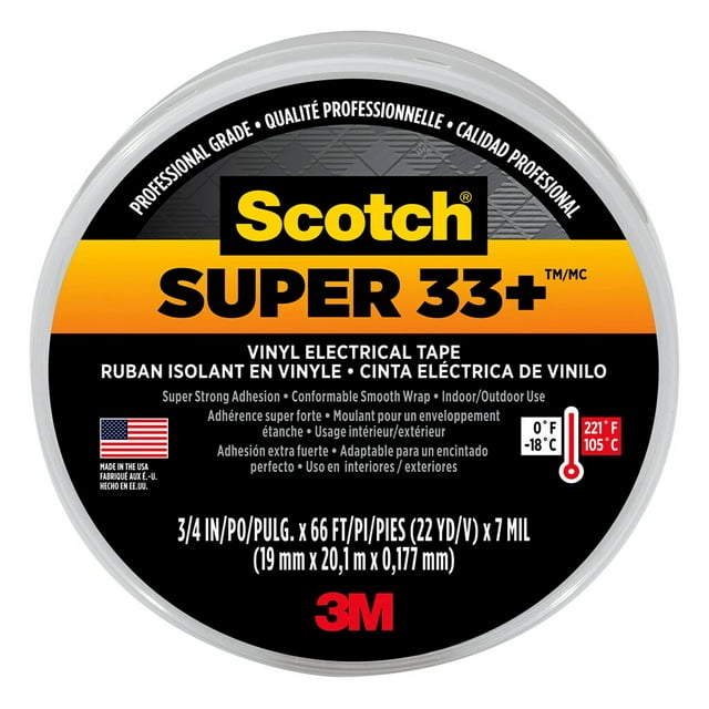 Cinta aislante Scotch 3M Super 33+ de vinilo, 7,5 cm x 20 m, paquete de 10
