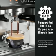Bluebow All-in-One Espresso Machine with Grinder, 20-Bar Automatic Coffee Maker, Built-in Milk Frother for Latte & Cappuccino, Single/Double Shot