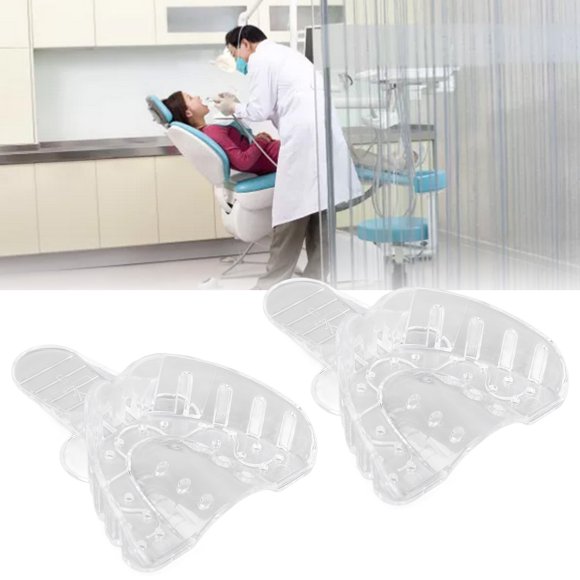 Impression Material Tray, Hygienic Comfortable Disposable Transparent  Impressions Tray Perforated  For Denture Repairing Upper Teeth,Lower Teeth
