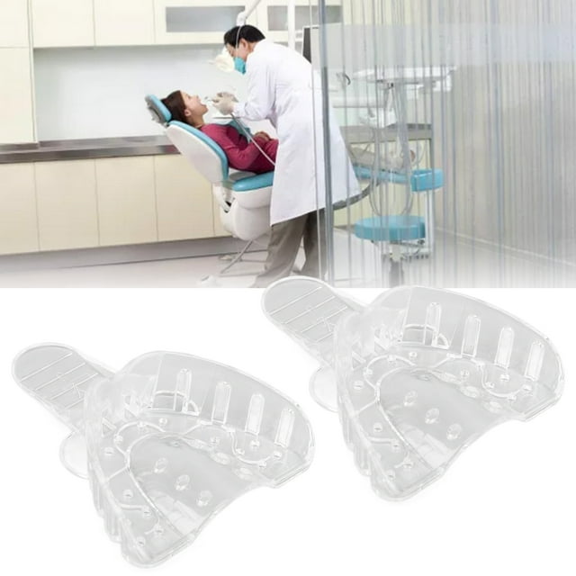Bandeja De Impresiones Dentales Desechable, Bandeja De Plástico Transparente Perforada Para Molde De Dientes Para Reparación De Dentaduras Postizas, 5 Uds.