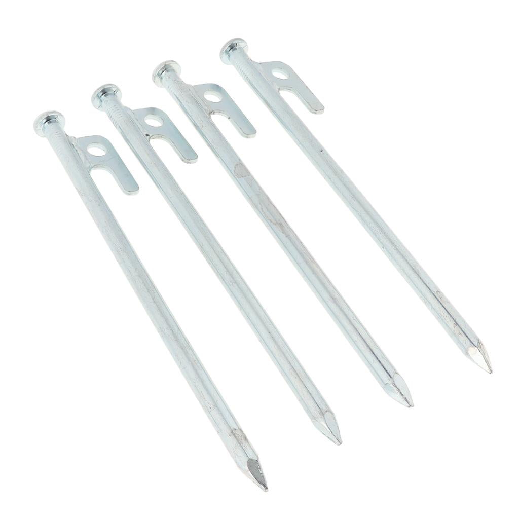 4Ps Outdoor Camping Hiking Stainless Steel Tent Pegs Stakes Hook Ground Pin 