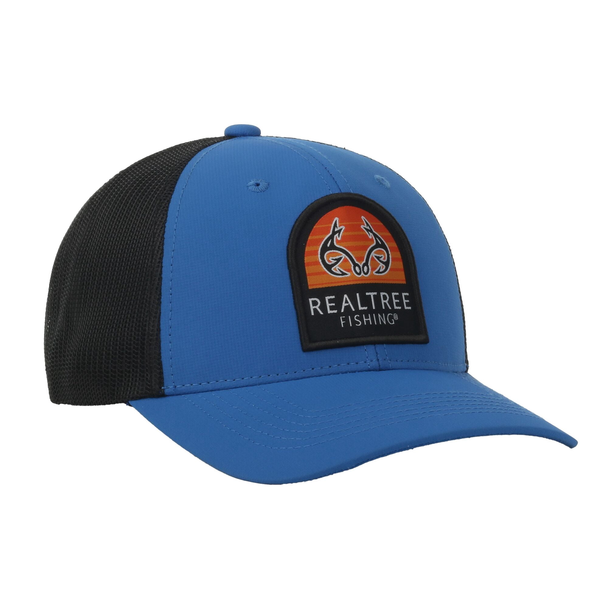 Realtree® Fishing Royal/Black 6-Panel Cap – Structured, Logo Patch, Snapback, One Size
