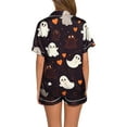 thumbnail image 3 of Halloween Pajamas 2 Pcs Silk Satin Soft Sleepwear Outfits Halloween Button Down Womens Short Sets Lounge Wear For Women Sleep Sets For Women, 3 of 6