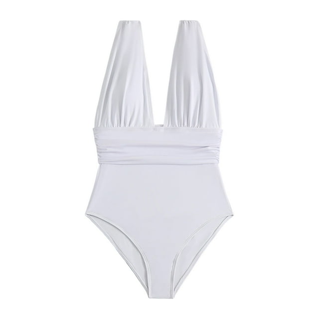 Gibobby Trajes de baño mujer una pieza Nuevo traje de baño de bikini europeo y americano sexy con hombros descubiertos para mujer(Blanco,G)
