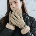 thumbnail image 5 of PMVFHDE Women's Winter Soft Thick Warm Ski Riding Gloves, Fashion Solid Color Sport Gloves for Cold Weather Khaki,One Size, 5 of 5
