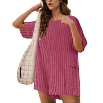 Ynynloco Rompers for Women Summer Short Sleeve Knit Short Sleeve Maternity T-shirt Romper Jumpsuit Outfits with Pockets