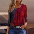 thumbnail image 1 of Fiudx Ofertas de La Semana Blusa de Manga 3/4 a La Moda para Mujer, Camiseta Estampada, Top Informal, 1 of 5