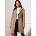 thumbnail image 4 of DARING DIVA Women's Winter Single Breasted Peacoat Notched Lapel Button Down Overcoat S Brown, 4 of 7