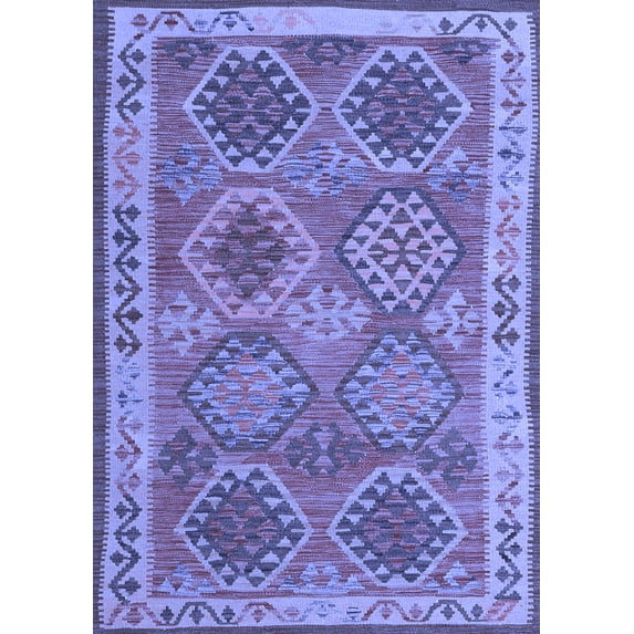 Ahgly Company Machine Washable Indoor Rectangle Oriental Blue Traditional Area Rugs, 6' x 9'