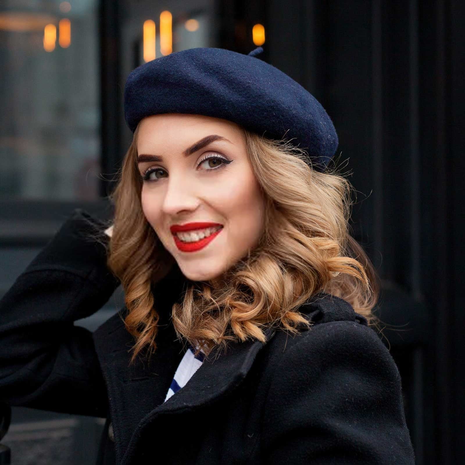8254 Wool Beret Hat French Beret Cap Winter Artist Painter Hat Solid Color Berets Wool Beret French Beret Cap Winter Artist Painter  main image 2