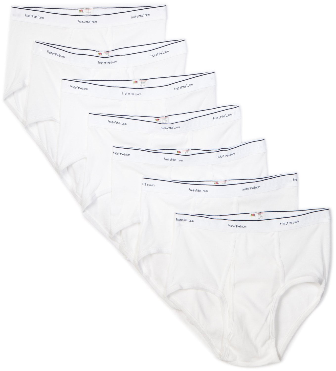 Fruit Of The Loom Mens Cotton White Briefs 6 Pack, L, White 