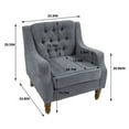 thumbnail image 5 of Accent Chair, Living Room Chair, Footrest Chair Set with Vintage Brass Studs, Button Tufted Upholstered Armchair for Living Room, Comfy Reading Chair for Bedroom, Reception Room,Grey, 5 of 11