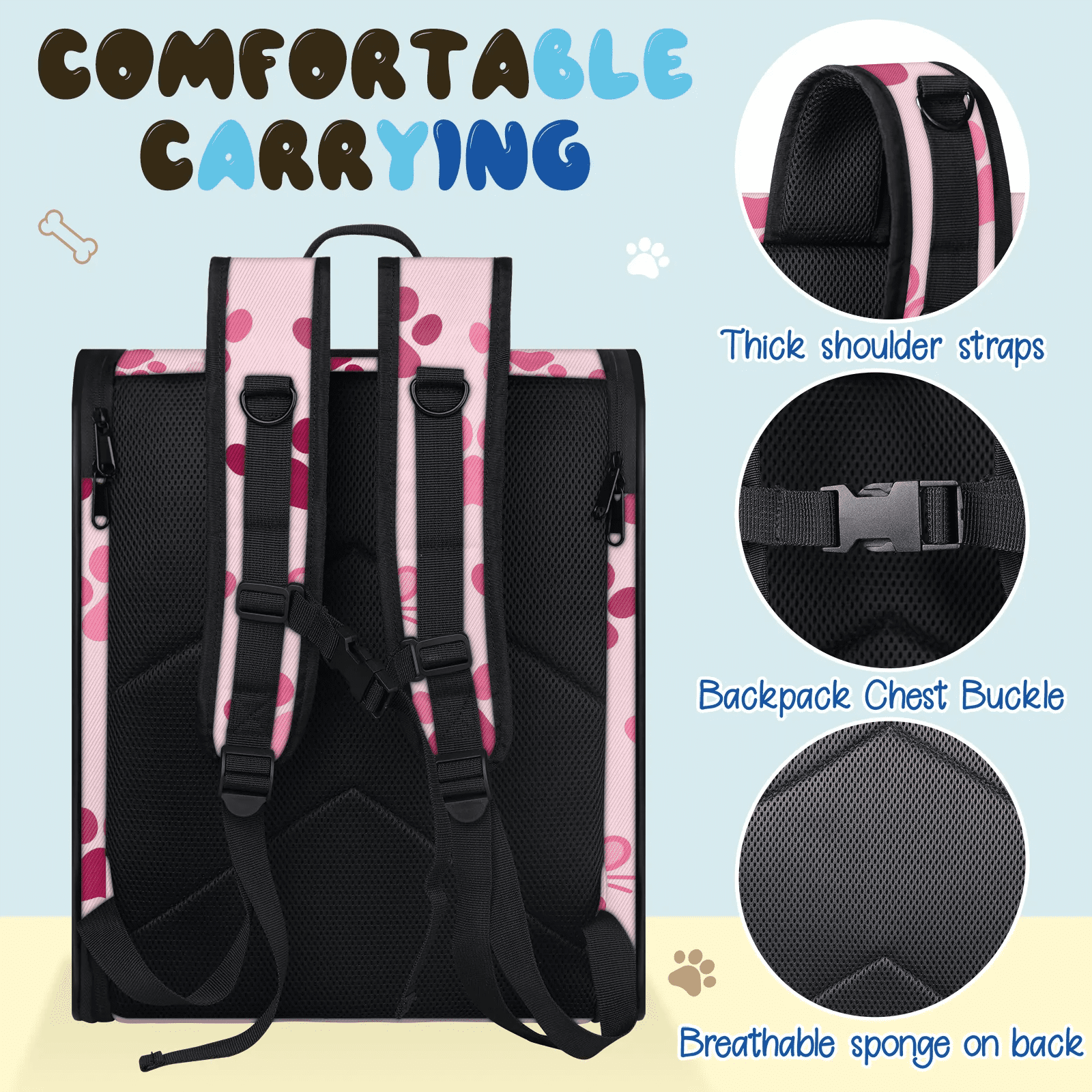 Personalized Cat Backpack Carrier, Custom Name Pet Carrier Bag for Small Cats and Puppies, Breathable Mesh Travel Backpack for Hiking, Walking, Gifts for Cat Lovers