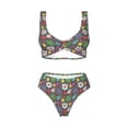 thumbnail image 4 of Rocae Daisies Flowers for Bikini Set for Women Two Piece Sexy High Swimsuits Split Crossover Bikini Medium, 4 of 9