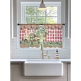 thumbnail image 3 of Sheer Curtains 54 Inch Length 2 Panels Set for Kitchen, Eucalyptus Trucks Semi Sheer Curtains for Windows, Spring Rustic Floral Wooden Red Plaid Voile Window Treatments Rod Pocket Curtain, 3 of 7