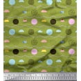 thumbnail image 1 of Soimoi Green Silk Fabric Cookies & Cupcake Food Print Fabric by the Yard 42 Inch Wide, 1 of 3