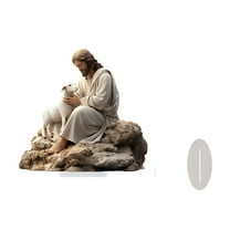LAMIRO Good Shepherd Figurine9 .84" Jesus Statue with Lamb-Hand Painted Religious Gift Embrace His Hope Serie