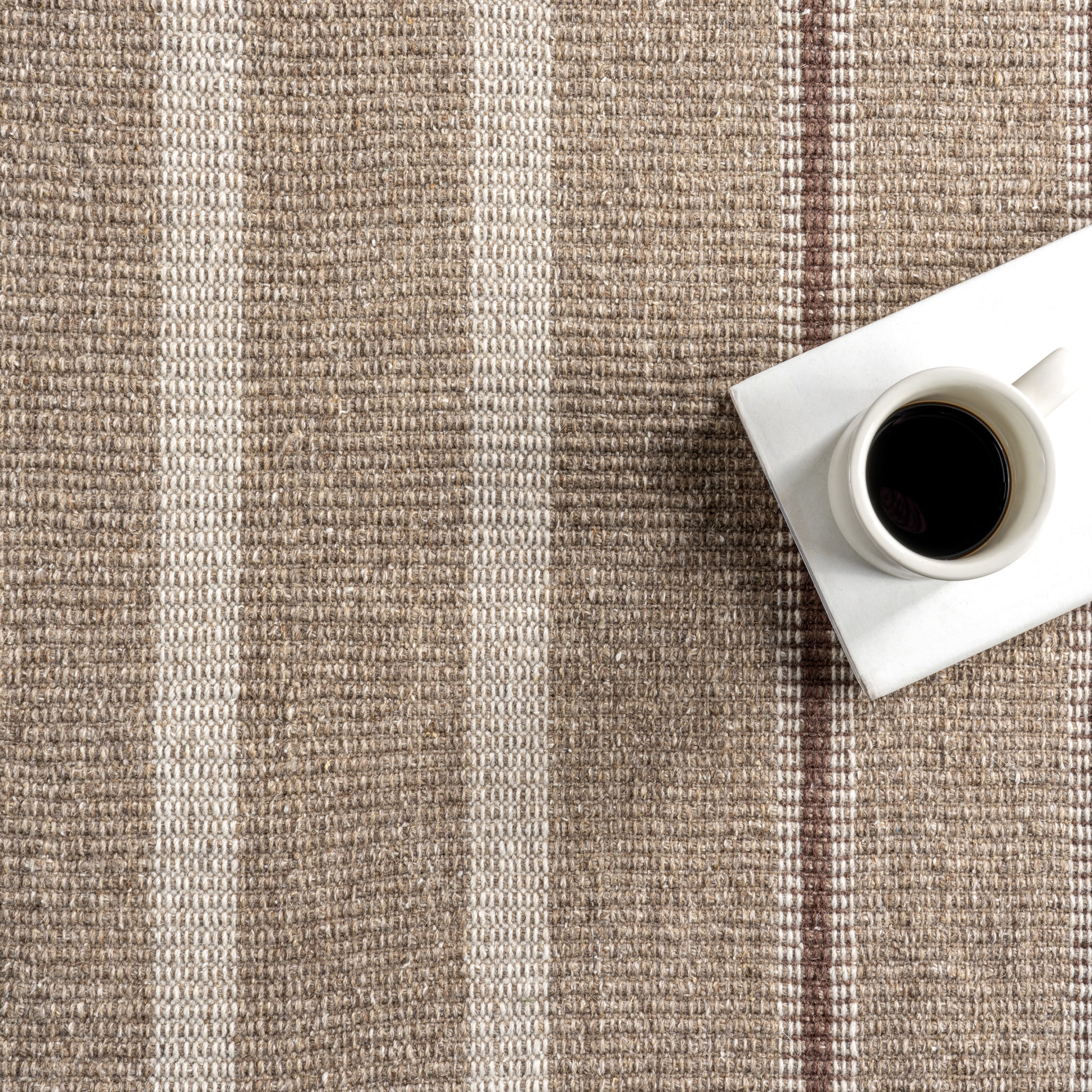 Rugs USA Toluca Striped Wool Area Rug, 9' 6" x 13' 6", Toluca Taupe