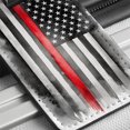 thumbnail image 6 of Thin Red Line Black And White American Flag Support Firemen Firefighters Faux Leather Travel Luggage Tag, 6 of 7