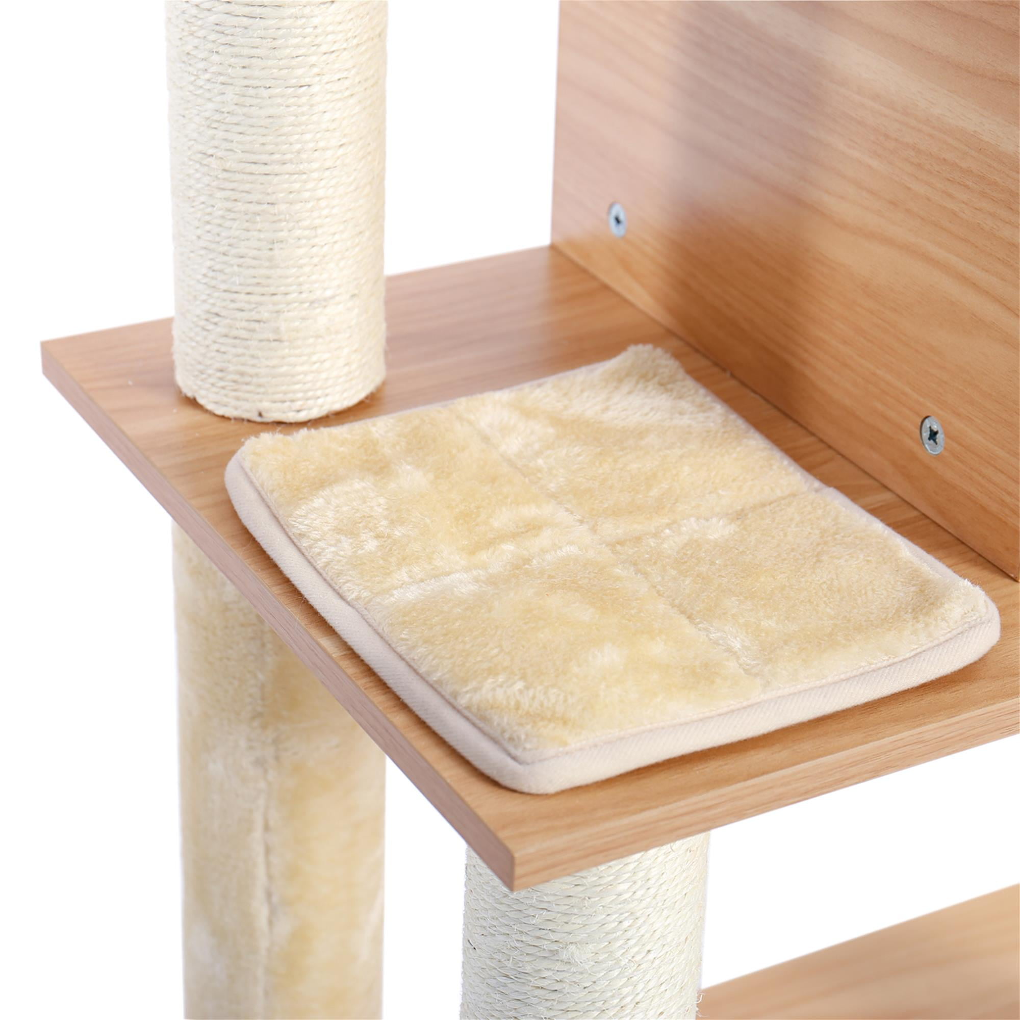 Pefilos 64" Wood Cat Tree Tower for Indoor Cats, Multi-Level Cat Condos for Big Cats with Scratching Posts, Beige Pefilos 64" Wood Cat Tree Tower for Indoor Cats, Multi-Level Cat Condos for Big Cats with Scratching Posts, Beige