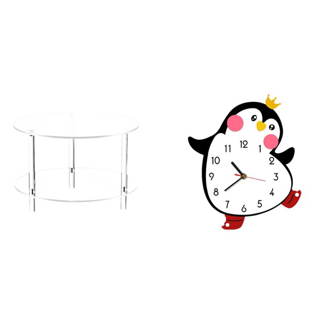 Mesa auxiliar redonda de acrílico,Mesa auxiliar redonda de acrílico,mesita de noche.,Reloj de pared,Reloj de pared silencioso,sin tictac,decorativo,Reloj de pared silencioso Little