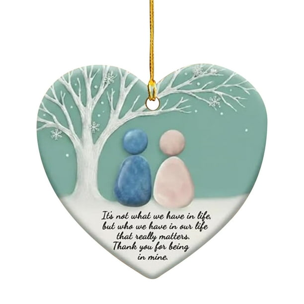 Adornos navideños, regalos navideños, decoración de la amistad con forma de corazón de vidrio marino, recuerdo de la amistad, adorno de corazón de la amistad para árbol de Navidad, adornos colgantes.