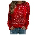 thumbnail image 1 of Femmes de Noël Pull Graphique Imprimé Sweatshirt de Mode Veste Mi-Longue Col Rond Hiver Cardigan Longue Sleeve Fermeture Chemisier Hoodie Soft Outwear, 1 of 4