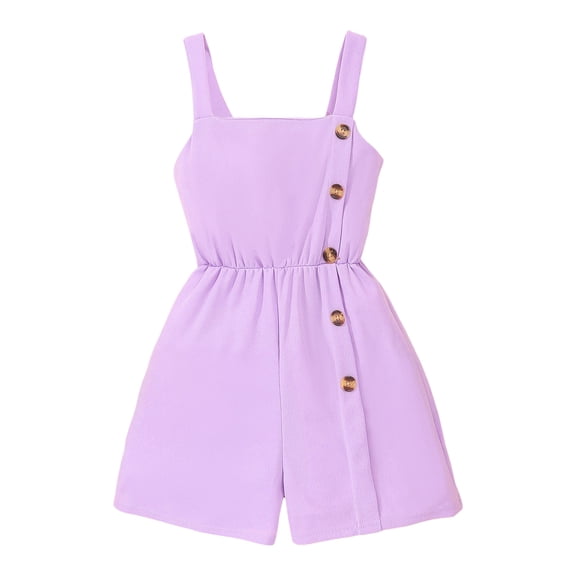 Zecgelong Toddler Girls Sleeveless Suspenders Solid Romper Jumpsuit Clothes Rompers For Girls Size 8-9 Years