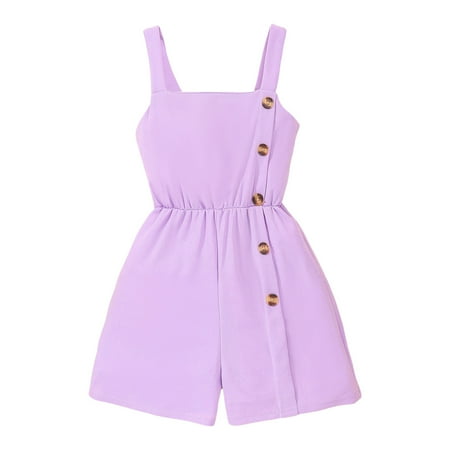 

Toddler Girls Sleeveless Suspenders Solid Romper Jumpsuit Clothes