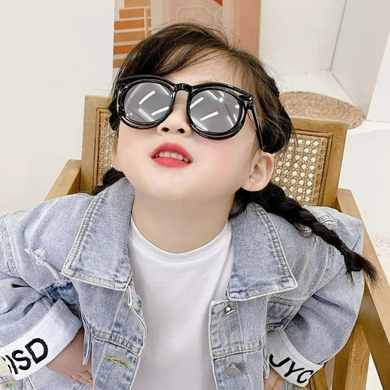 1Pc Stylish Children Sun Glasses Fashion Kids Sunglasses Colorful Mirror Glasses for Kids Black Frame And Silver