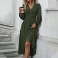 thumbnail image 6 of Womens Chiffon Cocktail Maxi Dress, Long Sleeve V Neck Chiffon A-Line Flowy Wedding Guest Dresses Dresses for Women Clubwear Green M, 6 of 9