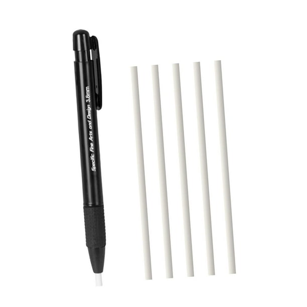Goma de borrar tipo bolígrafo con 5 recambios de 3,8 mm. Goma de borrar retráctil para lápiz, ideal para estudio diario, dibujo y para artistas.