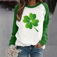 thumbnail image 1 of DPTALR Ladies Saint Patrick's Day Printed Round Neck Long Sleeved T-shirt Loose Top, 1 of 4