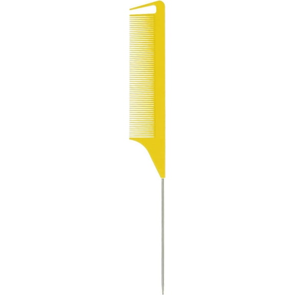 Steel Needle Point Tail Comb Professional Salon Hair Edge Trimmer Pin Anti-static Hairstyle Rat Tail Comb Hair Styling Tool(Yellow)