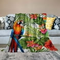 thumbnail image 2 of ONETECH Palm Leaves Throw Blanket Parrots Plush Blanket for Kids Boys Girls Tropical Exotic Birds Sherpa Blanket Hibiscus Flowers for Sofa Bed Couch, Colorful Room Decor Baby, 2 of 6