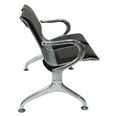 thumbnail image 3 of Kinbor 2 Seats PU Leather Office Guest Reception Bench Waiting Room Chairs Black Steel, 3 of 8
