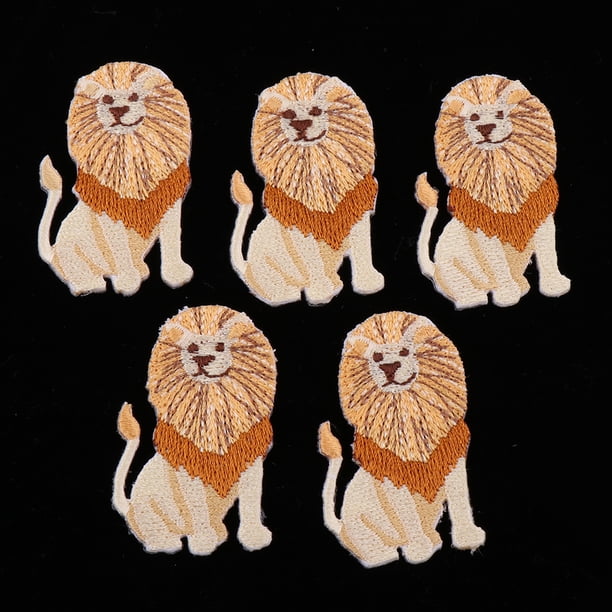 Paquete de 5 para Planchar para Coser en Una Insignia de Animal, Adhesivo para de Bricolaje León Macarena Bordado Aplique Parche