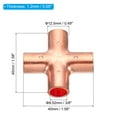 thumbnail image 2 of Uxcell Copper Cross Pipe Fitting 4 Way Copper End Feed Equal Connector for Plumbing Air Conditioning 3/8 Inch 1, 2 of 5