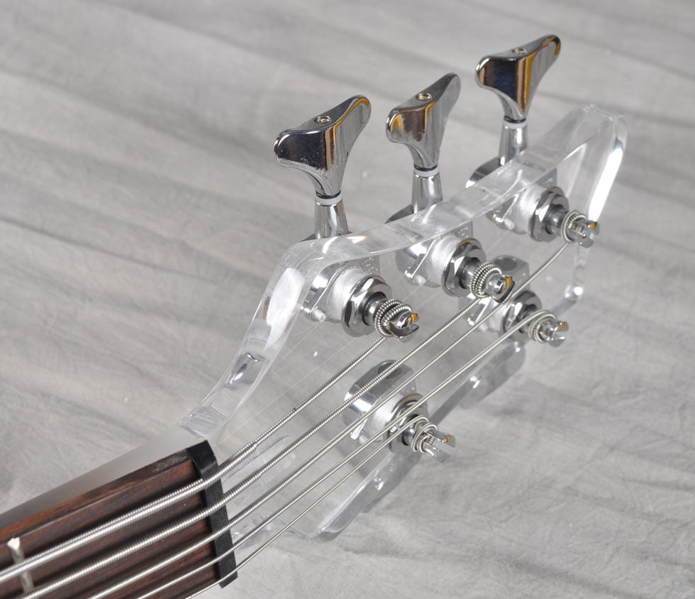 5 String Electric Bass Guitar Acrylic Body and Headstock Maple Neck Rosewood Fingerboard 24 Frets Blue LED