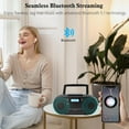 thumbnail image 3 of Boombox CD Player Portable, Cassette Player Combo with CD MP3 Bluetooth AUX TF USB FM Radio AC/DC Powered, with Remote Control, Headphone Jack, Stereo Sound for Home,Kids,Gift(Black), 3 of 8