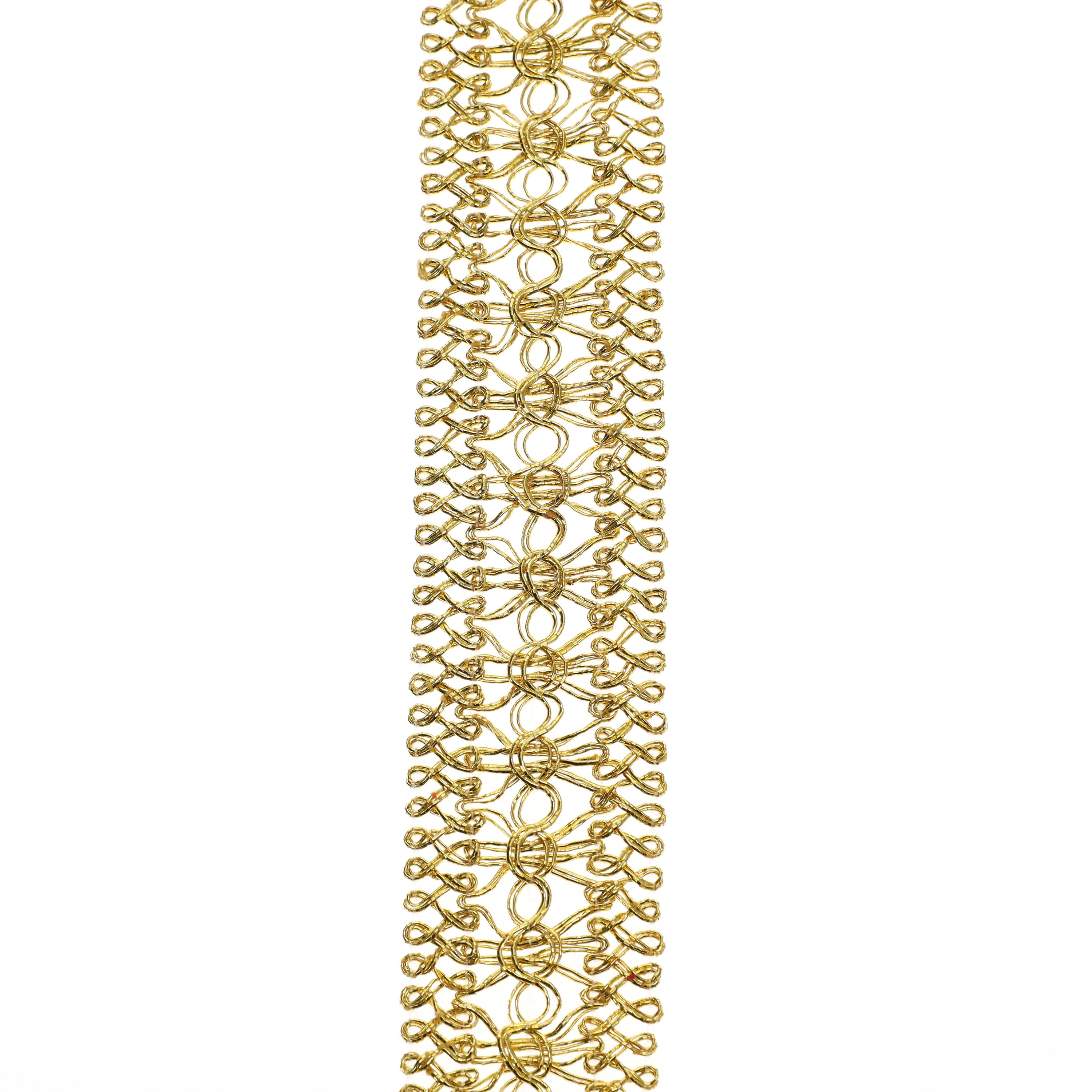 (2 pack) Simplicity Trim, Gold 1 5/8 inch Metallic Open Gimp Band Trim Great for Apparel, Home Decorating, and Crafts, 2 Yards, 1 Each