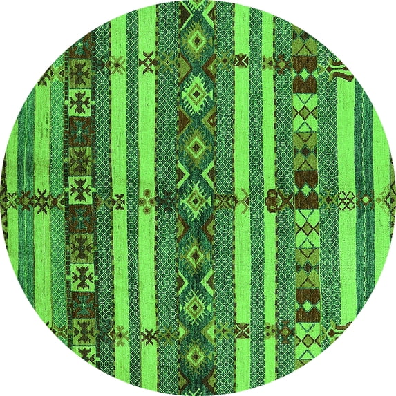Ahgly Company Indoor Round Oriental Green Industrial Area Rugs, 5' Round